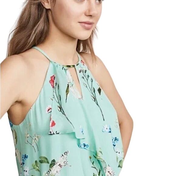 Parker Gigi Dress XL NWT $388 | Green Floral Keyhole Midi Garden Party Summer - Picture 2 of 8